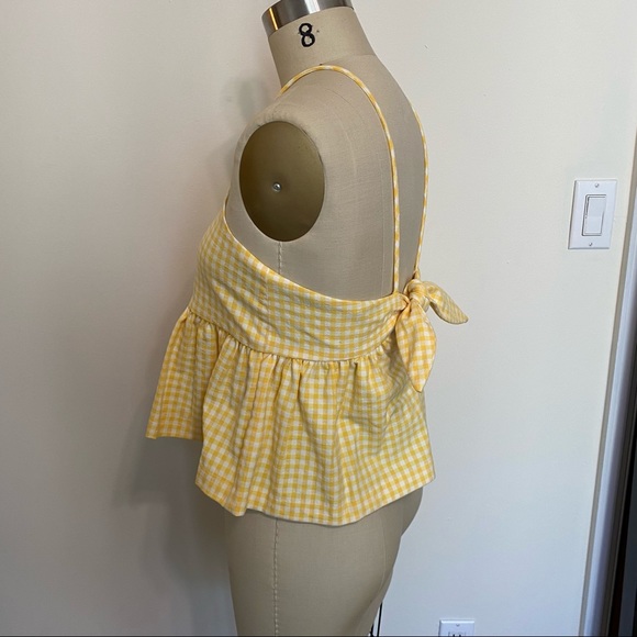 Zara yellow gingham crop peplum top, Small NWT - Picture 2 of 6